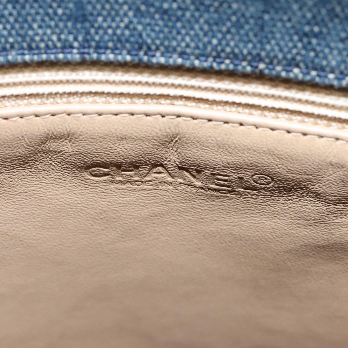 Chanel Chanel Chocolate Bar Tote Quilted Canvas Blauw