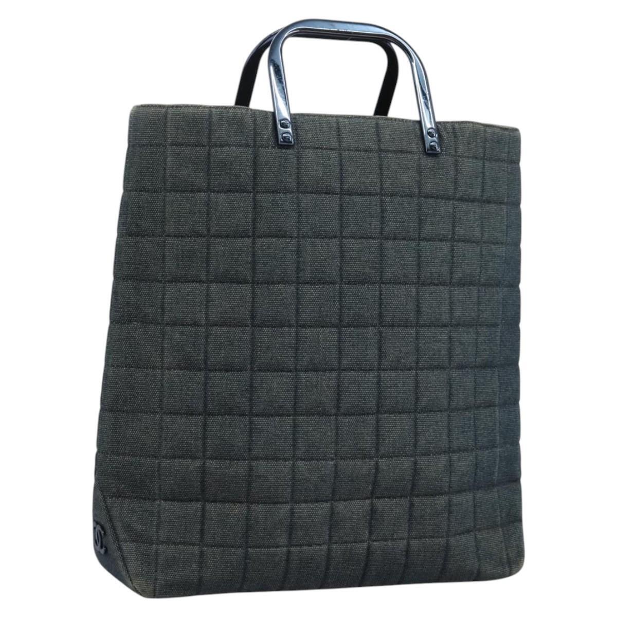 Chanel Chanel Chocolate Bar Tote Quilted Canvas Blauw