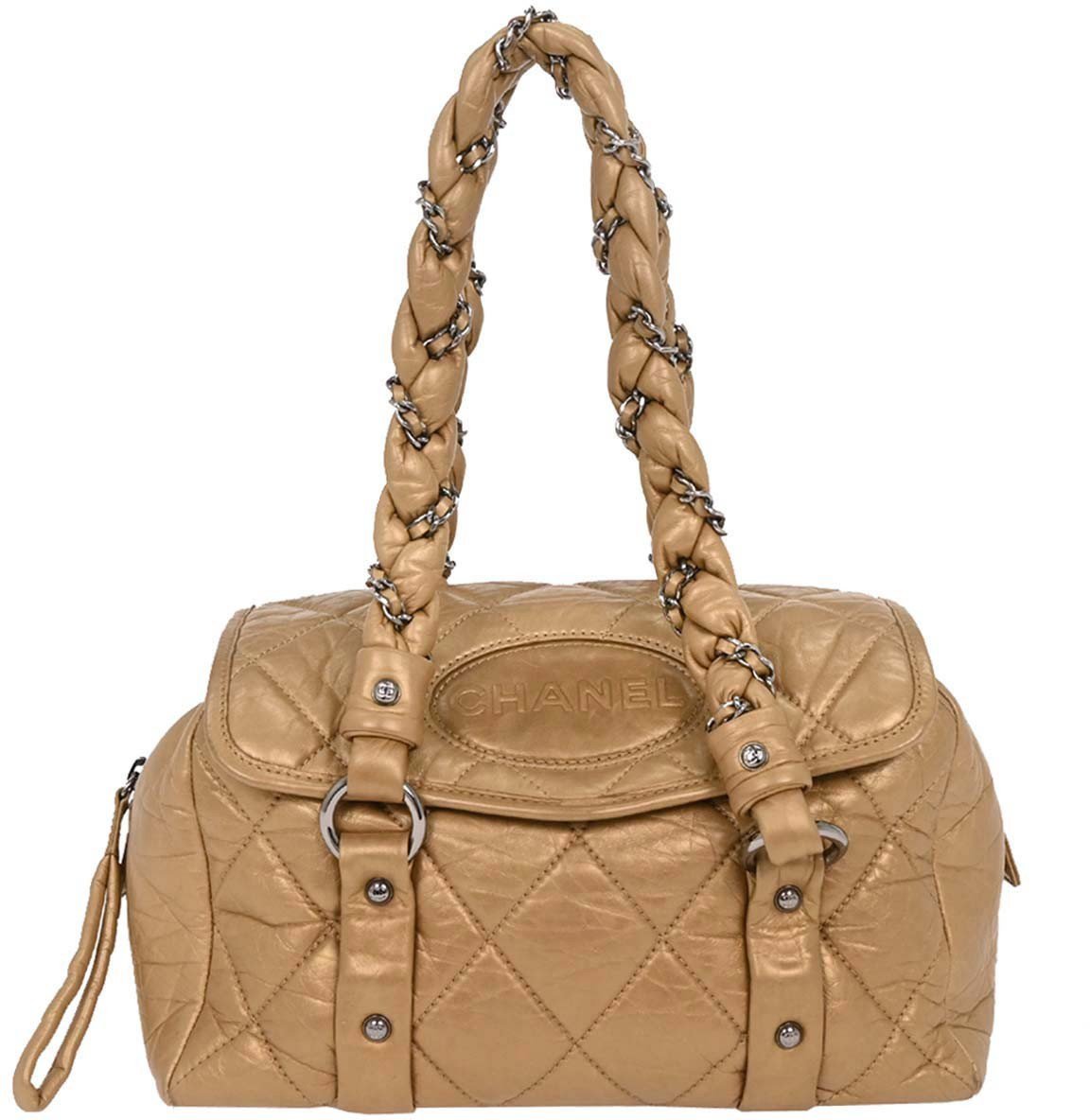 Chanel Chanel Lady Braid Flap Tote Quilted Distressed Lambskin Medium Goud