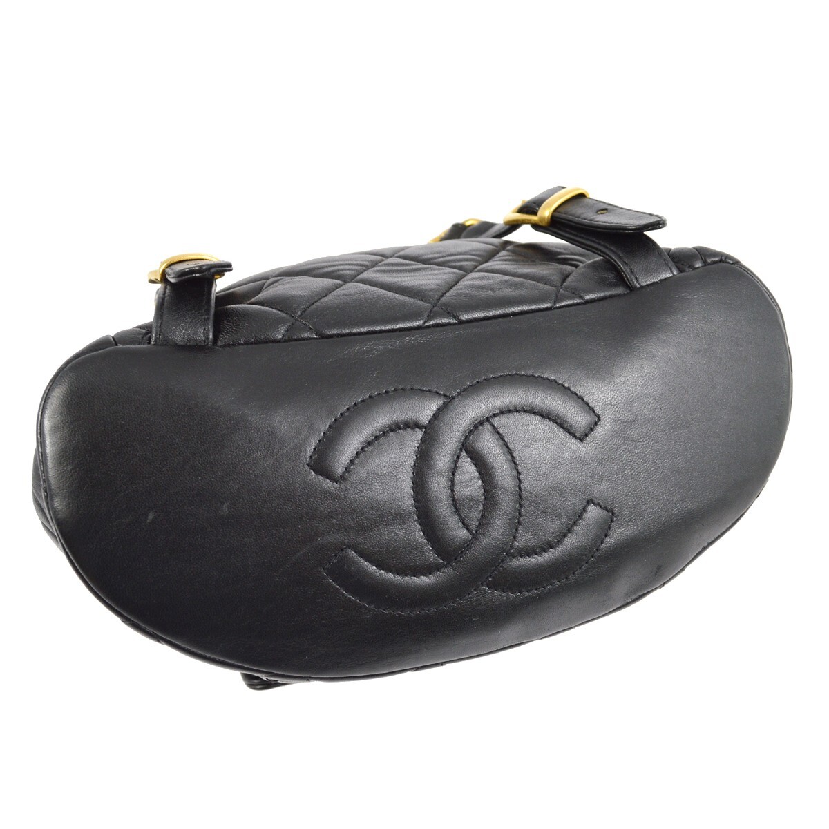 Chanel Chanel Duma Drawstring Backpack Quilted Leather Small Zwart