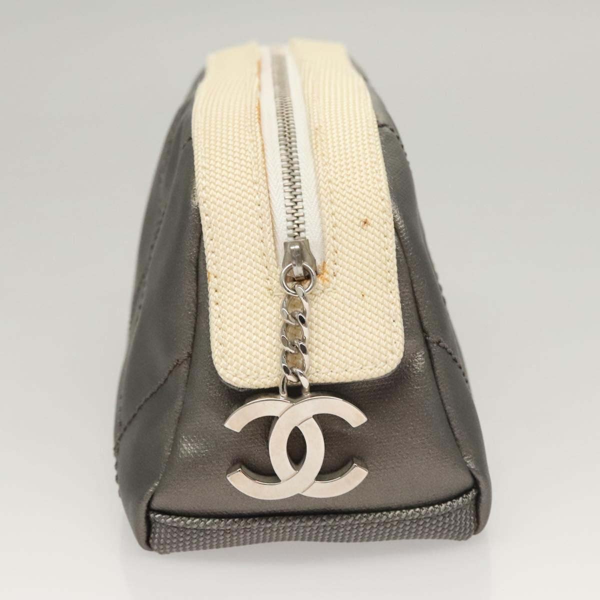 Chanel Vintage Clutch Leather Grijs
