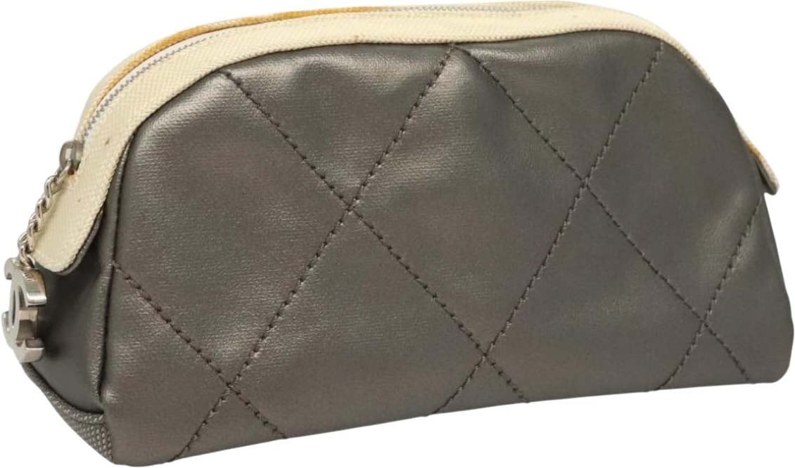 Chanel Vintage Clutch Leather Grijs