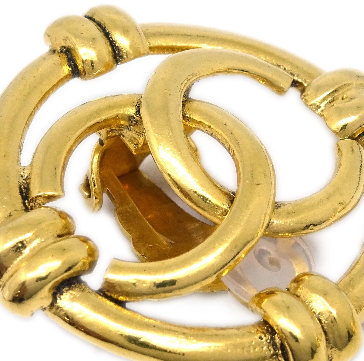 Chanel Chanel Vintage Cut-out CC Clip-On Earrings Metal Goud