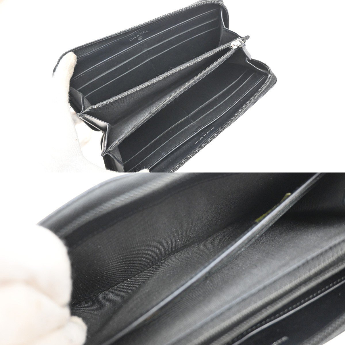 Chanel Chanel CC Zip Around Wallet Leather Zwart
