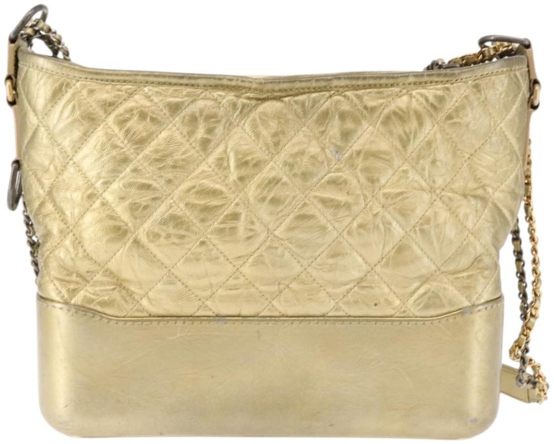 Chanel Chanel Gabrielle Hobo Quilted Metallic Aged Calfskin Medium Goud