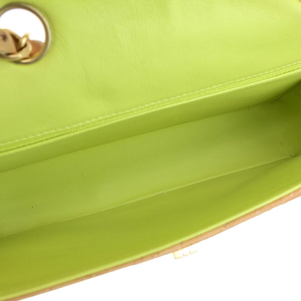 Chanel Chanel Vintage Mademoiselle Lock Single Flap Chain Bag Chevron Cork Medium Beige