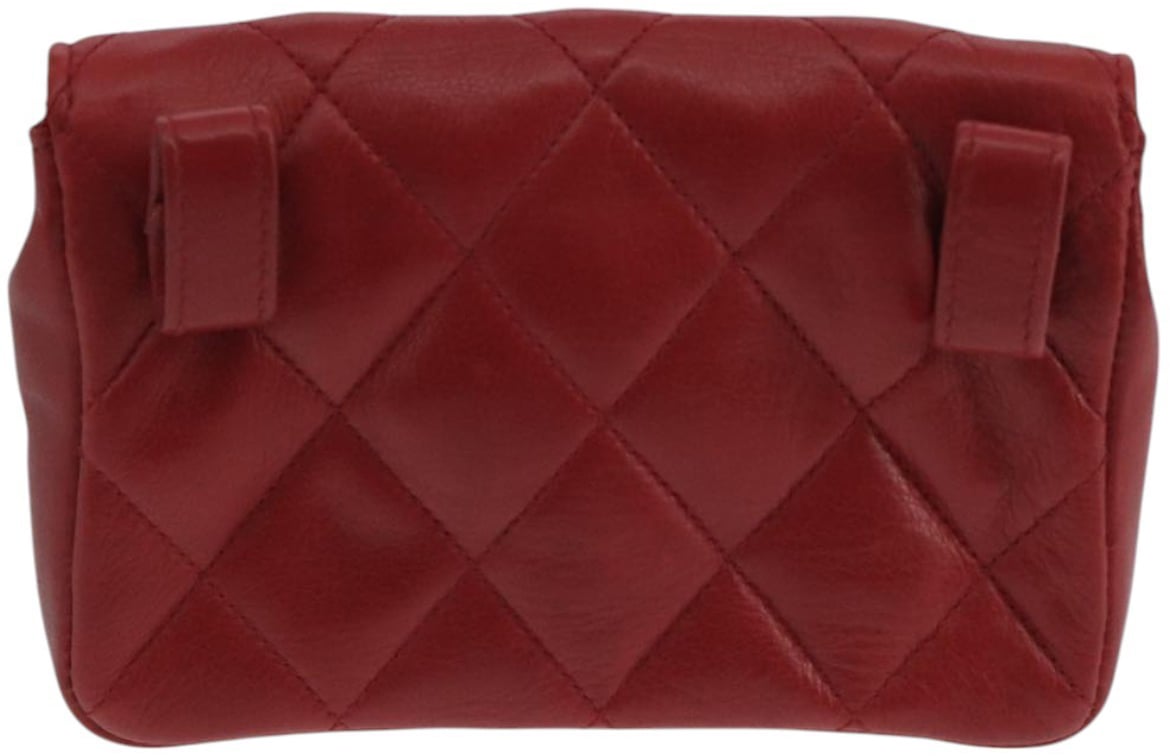 Chanel Vintage CC Flap Waist Bag Quilted Leather Small Rood