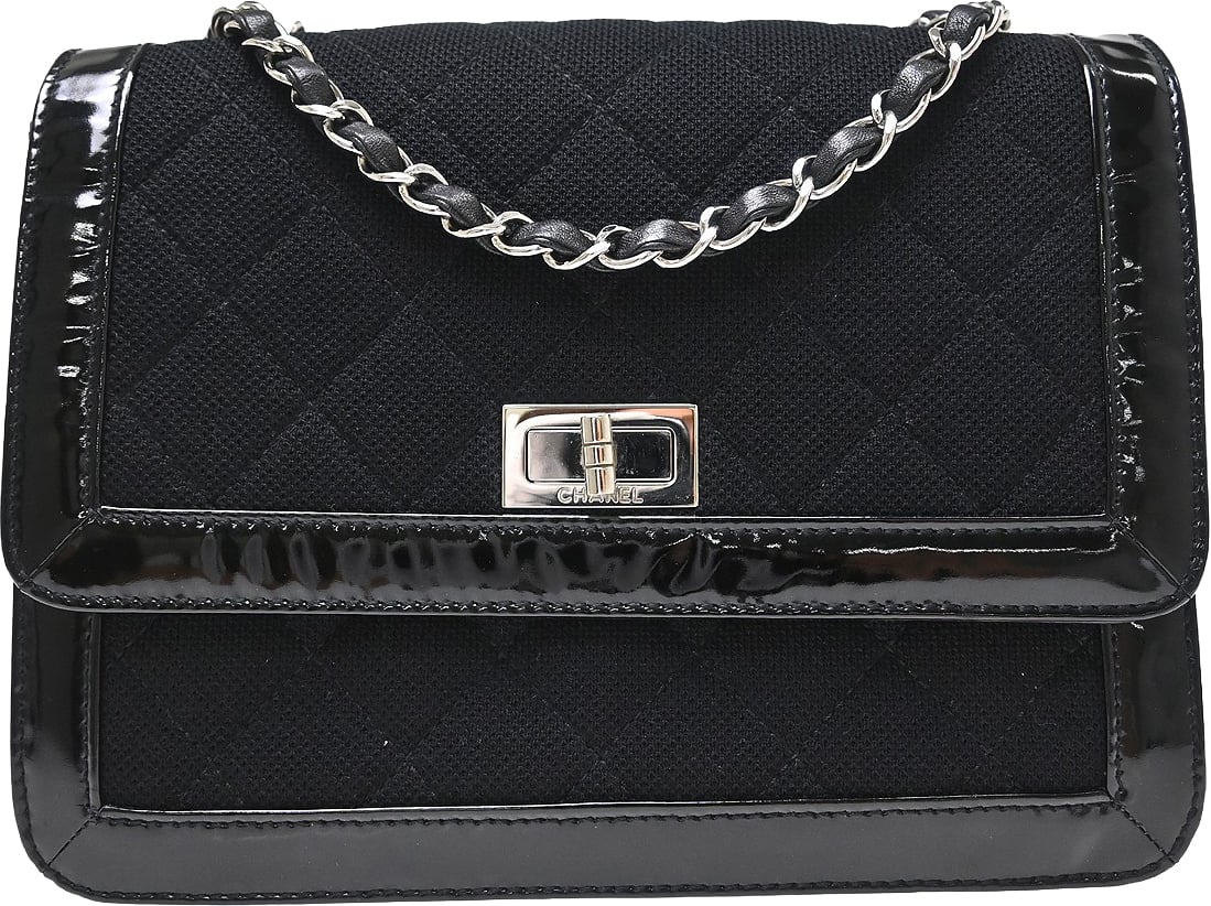 Chanel Reissue Flap Quilted Jersey with Patent Mini Zwart