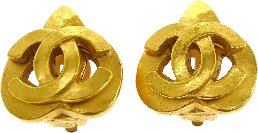Chanel Vintage CC Diamond Shape Clips-On Gold-Plated Goud