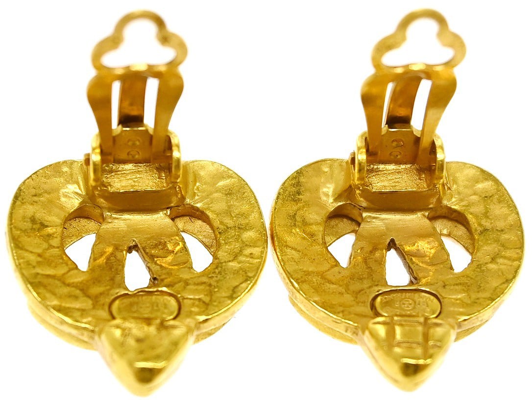 Chanel Vintage CC Diamond Shape Clips-On Gold-Plated Goud