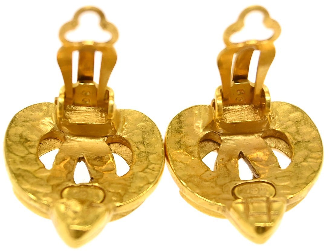 Chanel Vintage CC Diamond Shape Clips-On Gold-Plated Goud