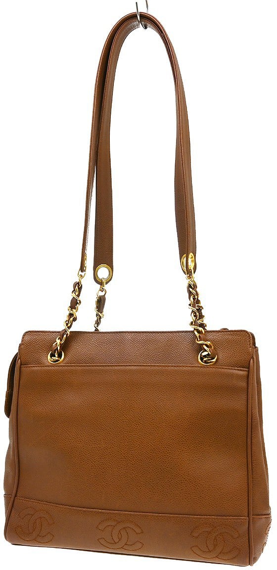 Chanel Vintage Stitched CC Caviar Medium Bruin