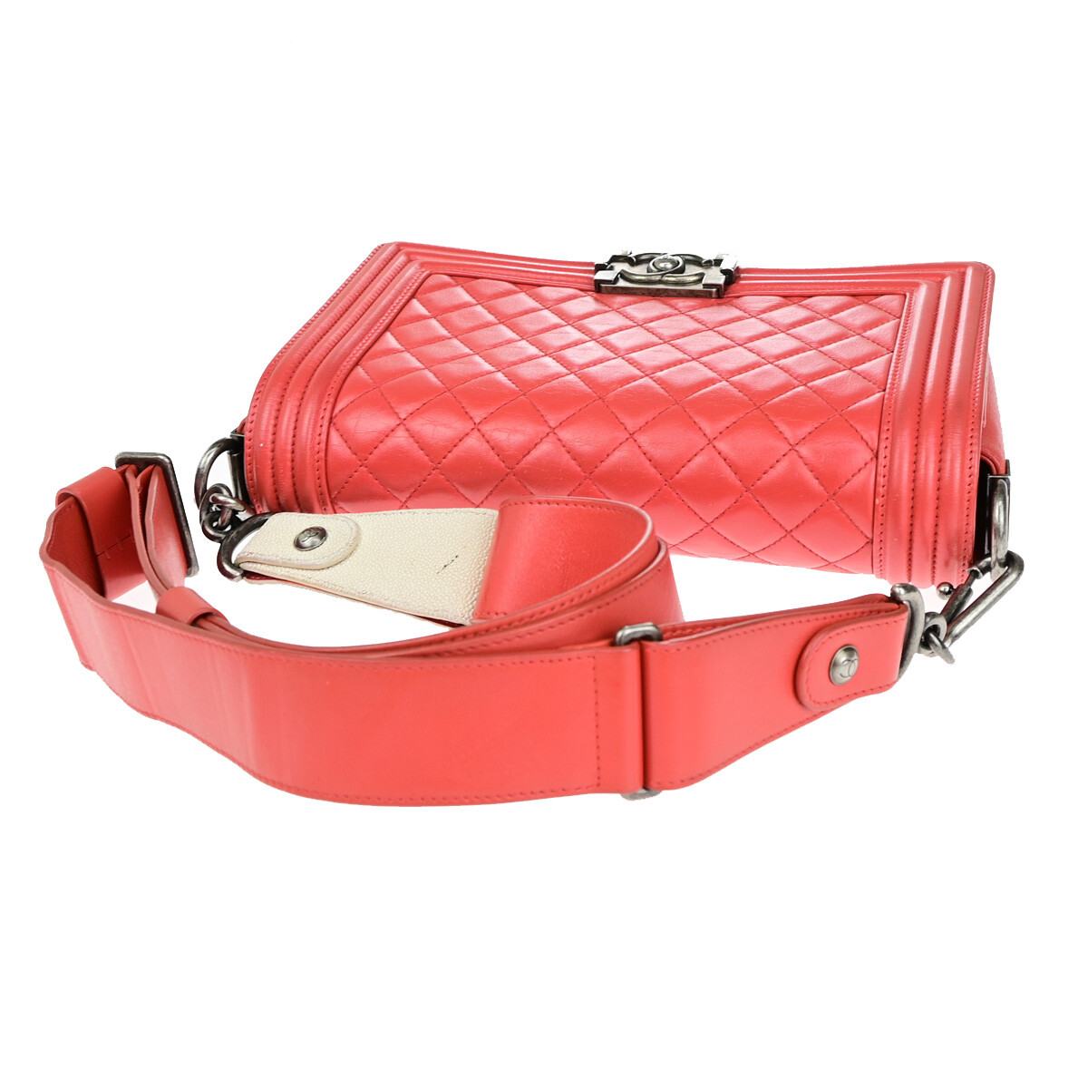 Chanel Chanel Boy Flap Bag with Strap Quilted Lambskin Old Medium Rood