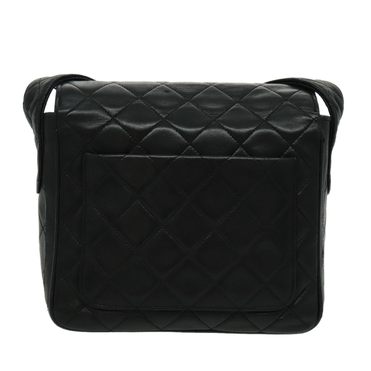 Chanel Chanel Vintage CC Pushlock Flap Bag Quilted Lambskin Small Zwart