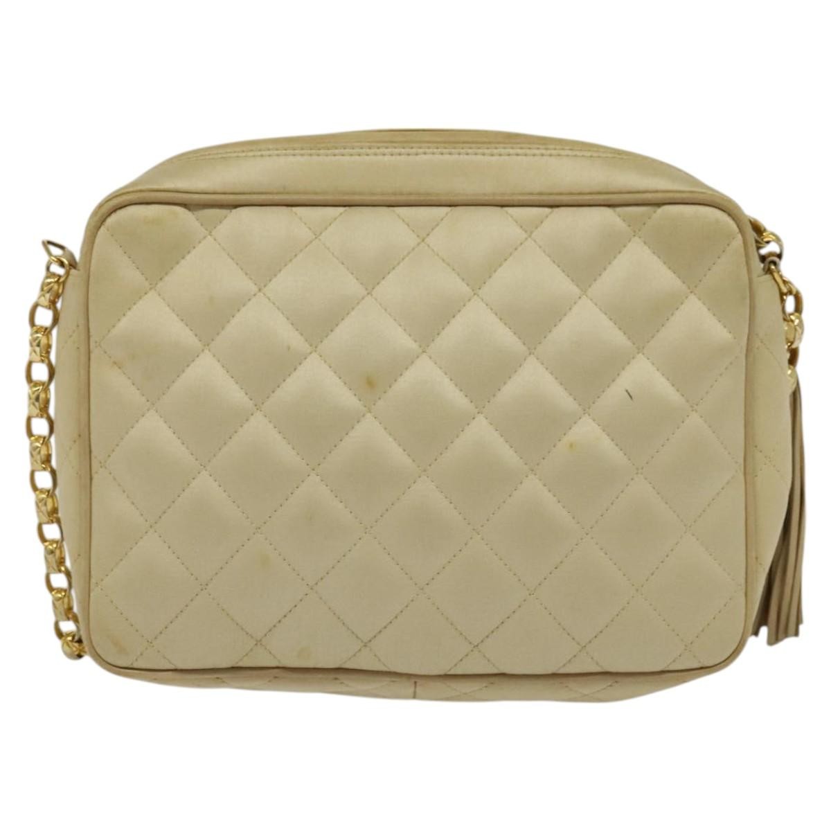 Chanel Chanel Vintage Front Pocket Camera Bag Satin Beige