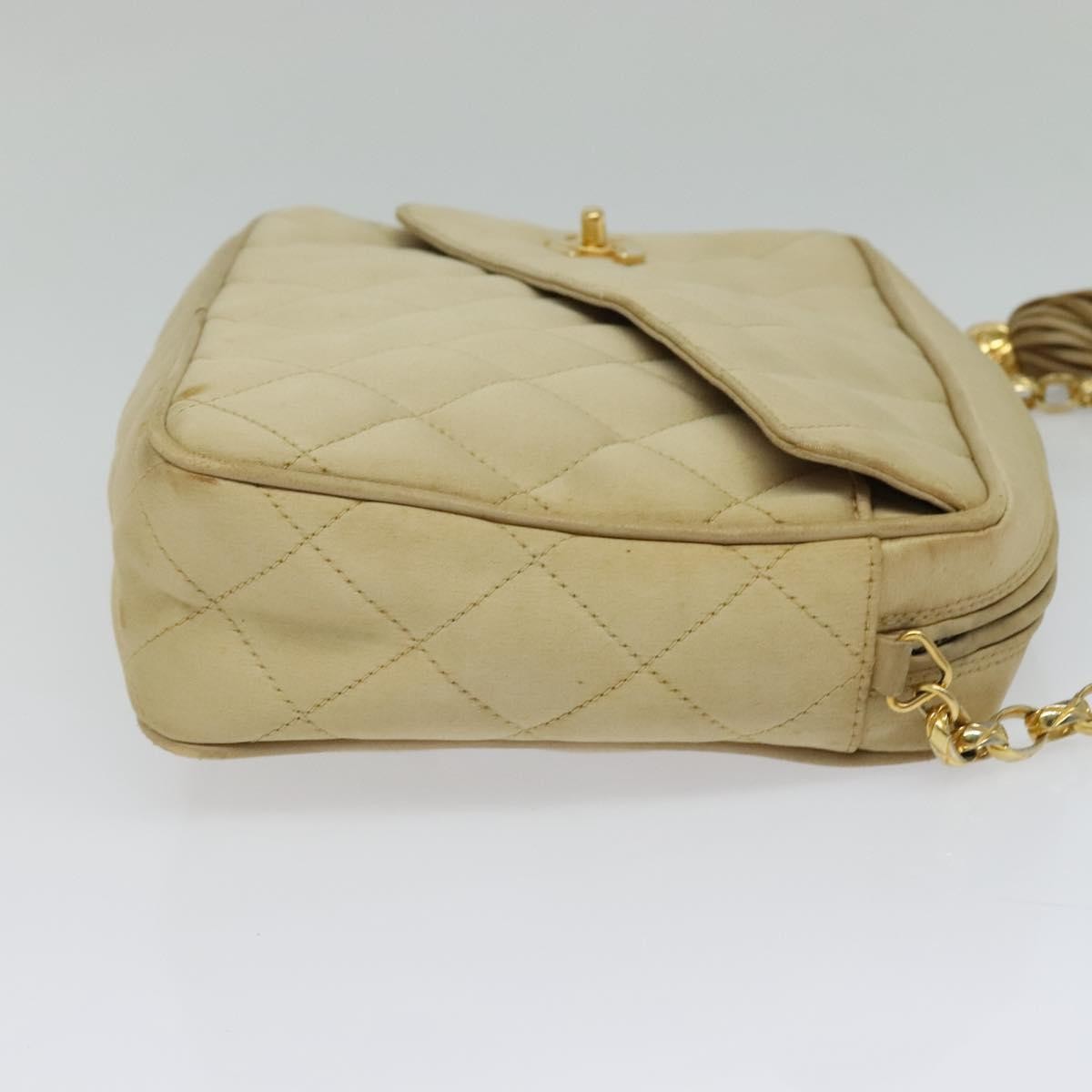 Chanel Chanel Vintage Front Pocket Camera Bag Satin Beige