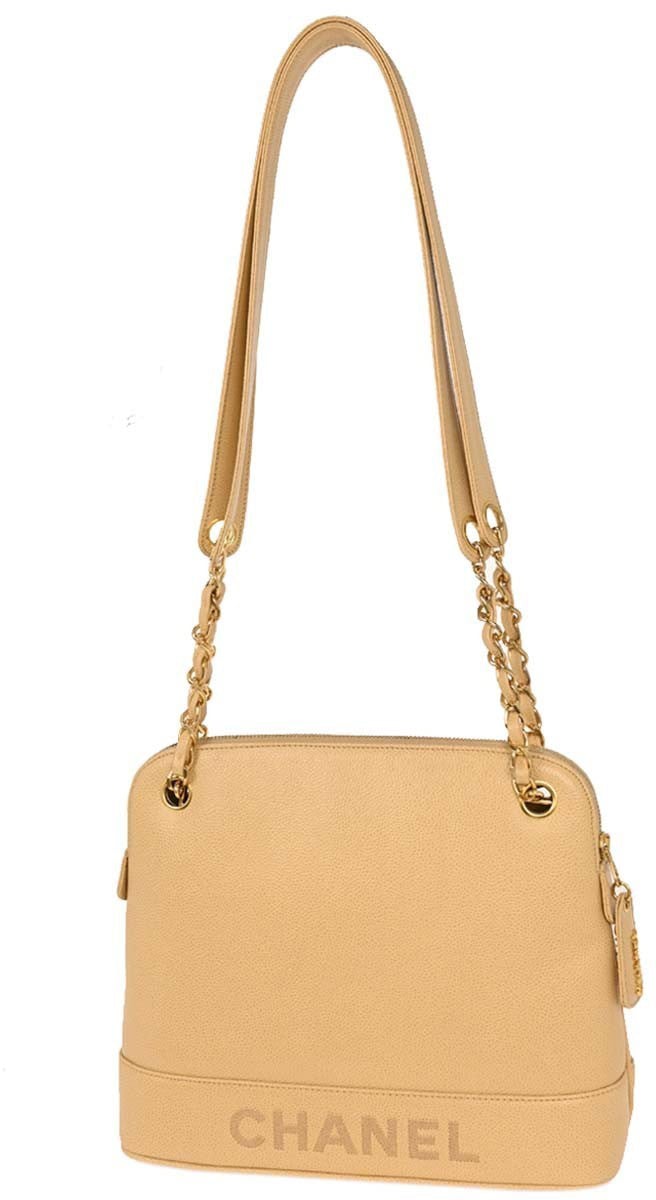 Chanel Chanel Vintage Zipped Chain Tote Caviar Medium Beige