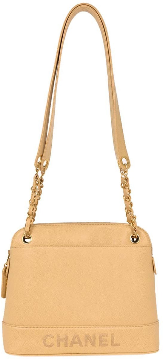 Chanel Chanel Vintage Zipped Chain Tote Caviar Medium Beige