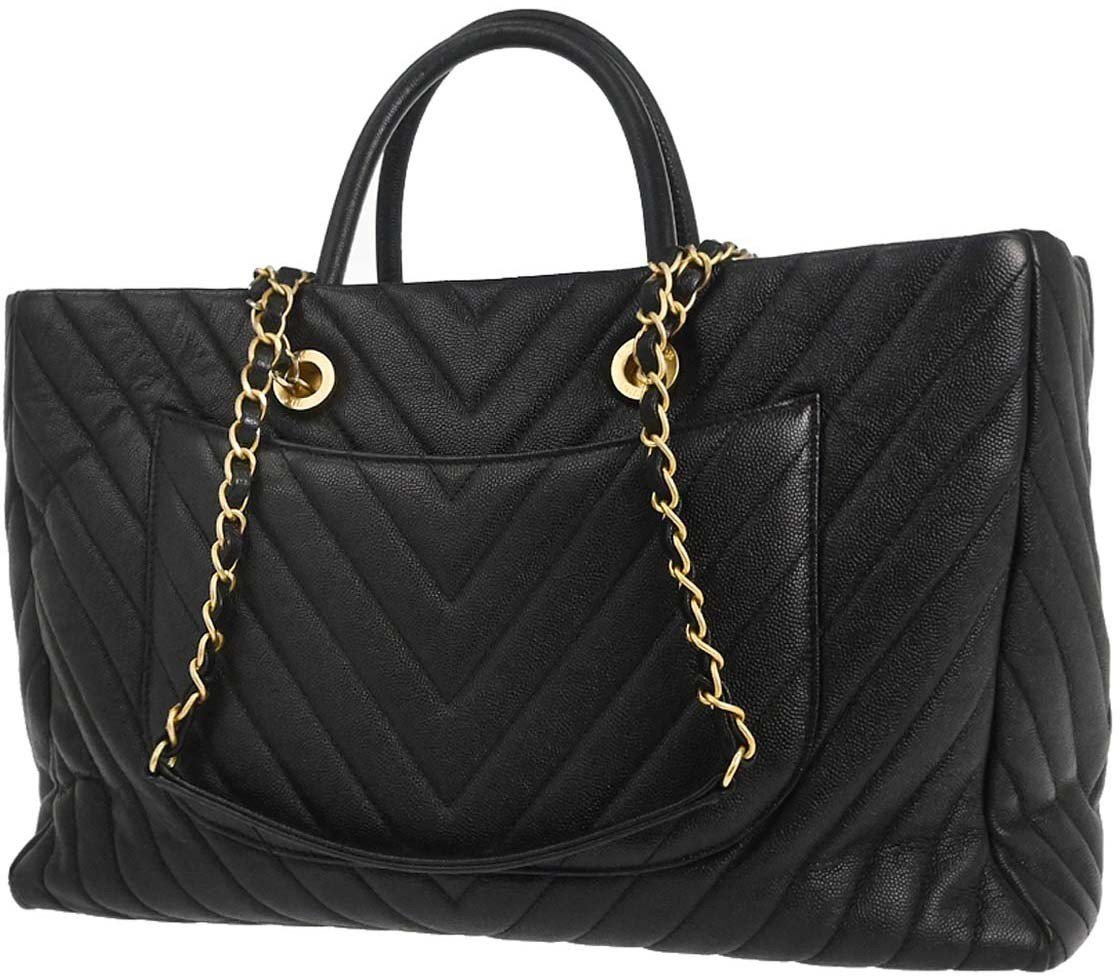 Chanel Shopping Quilted Knit Pluto Glitter Large Zwart