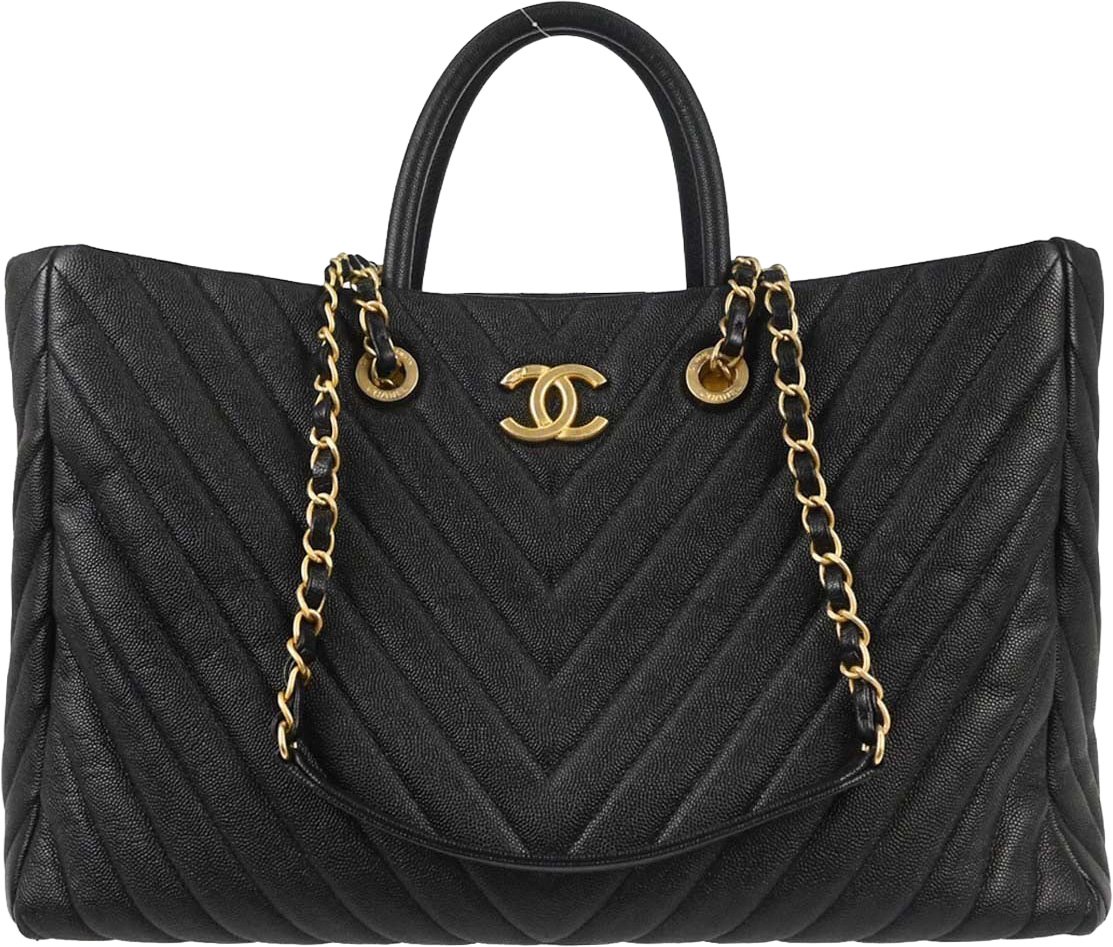 Chanel Shopping Quilted Knit Pluto Glitter Large Zwart