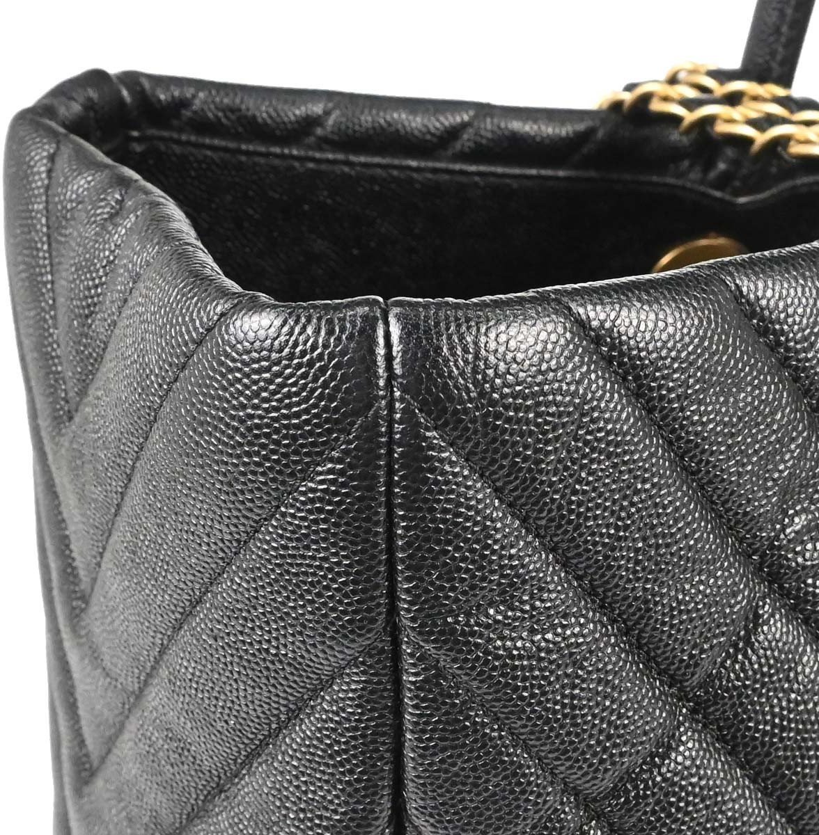Chanel Shopping Quilted Knit Pluto Glitter Large Zwart