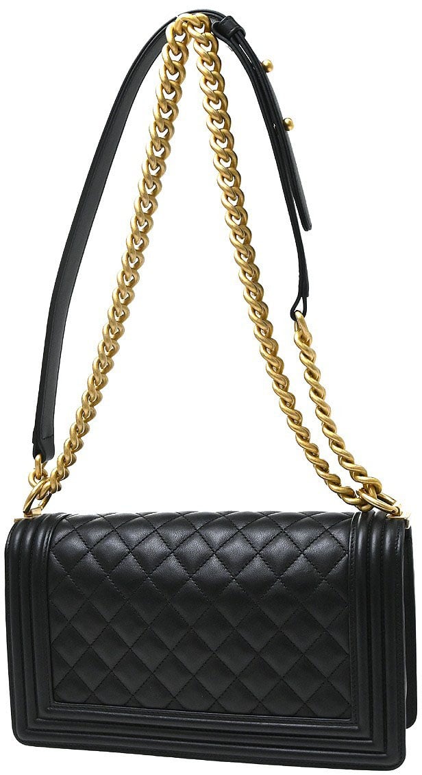 Chanel Boy Flap Quilted Calfskin Old Medium Zwart