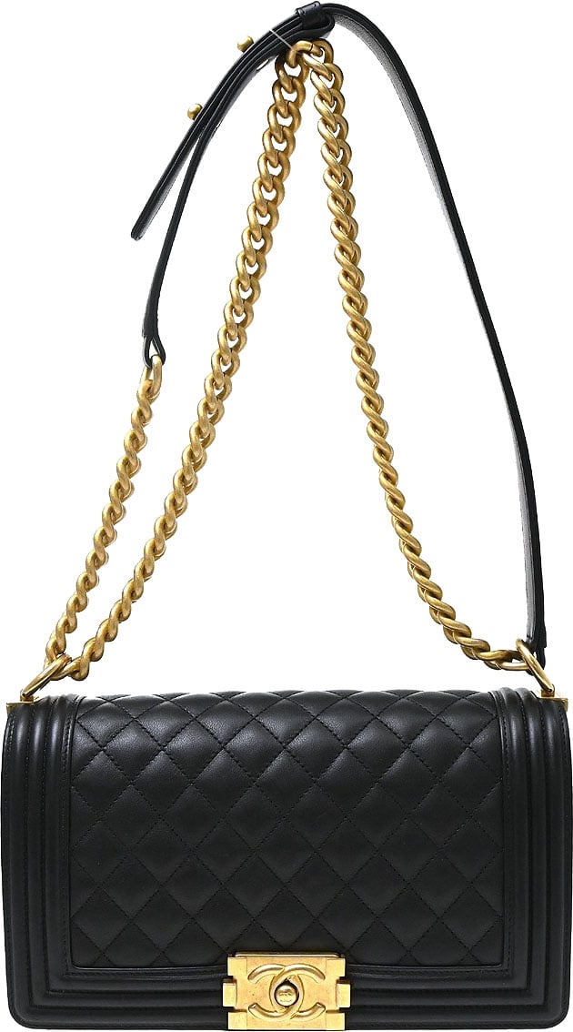 Chanel Boy Flap Quilted Calfskin Old Medium Zwart