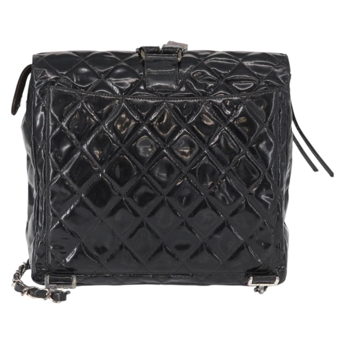 Chanel Chanel Vintage Square Flap Backpack Enamel Zwart