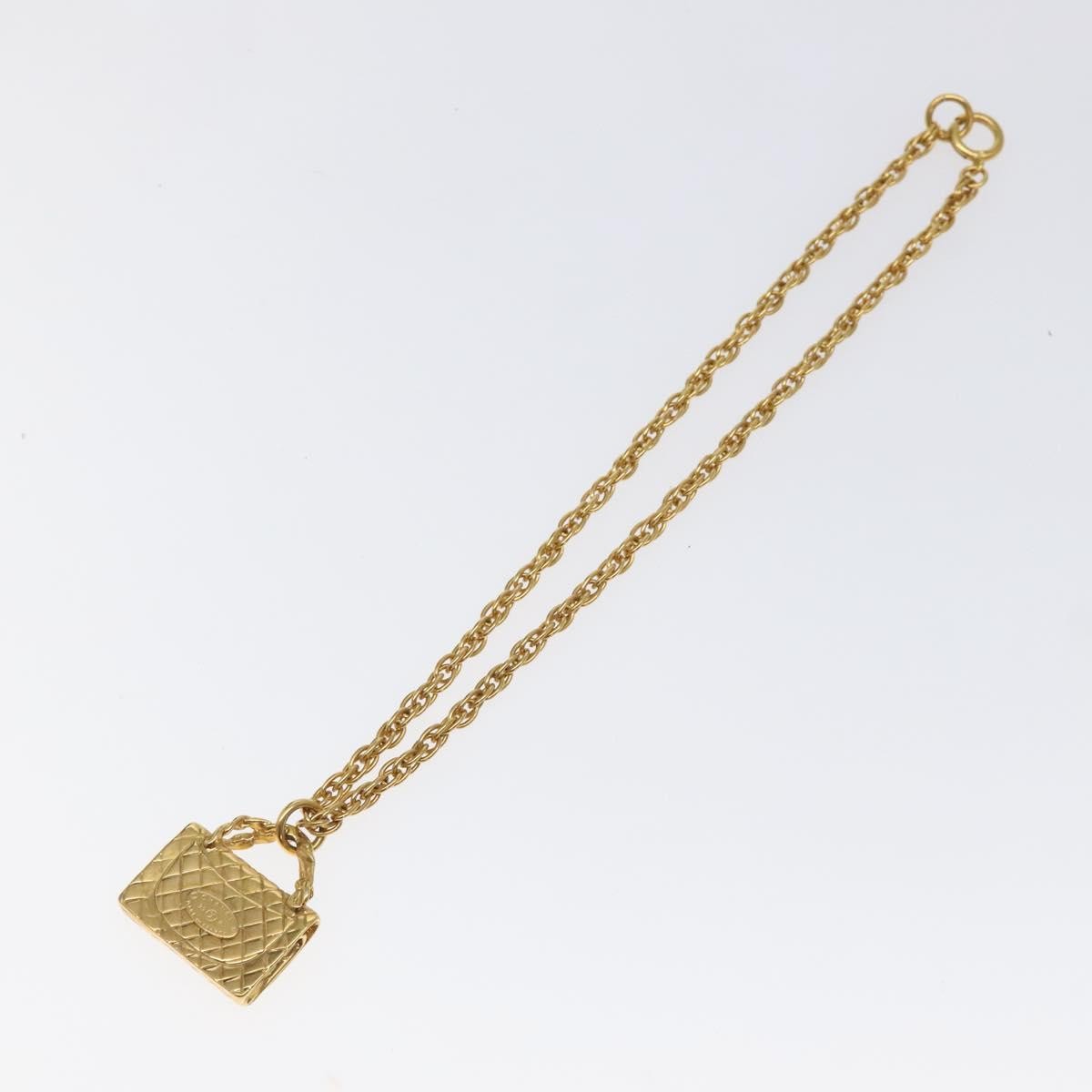 Chanel Chanel Flap Bag Pendant Necklace Metal Goud