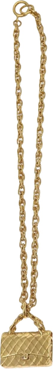 Chanel Chanel Flap Bag Pendant Necklace Metal Goud