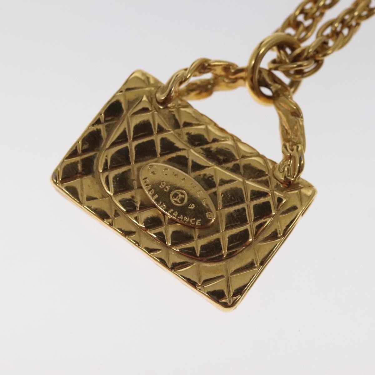 Chanel Chanel Flap Bag Pendant Necklace Metal Goud