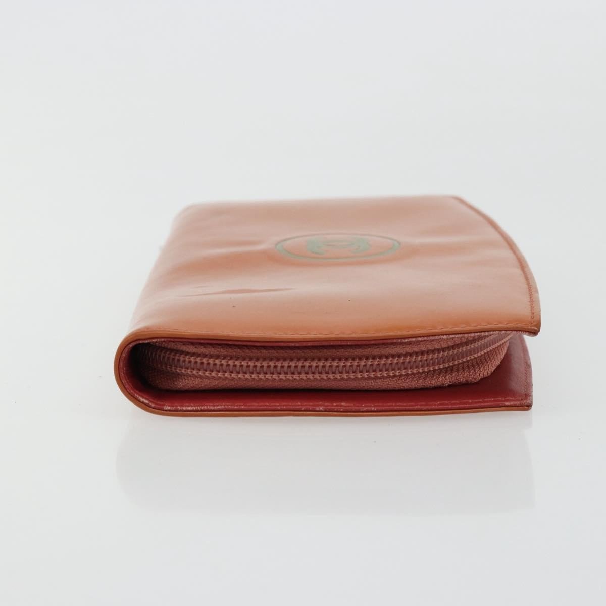 Chanel CC Logo Zip Around Patent Long Oranje