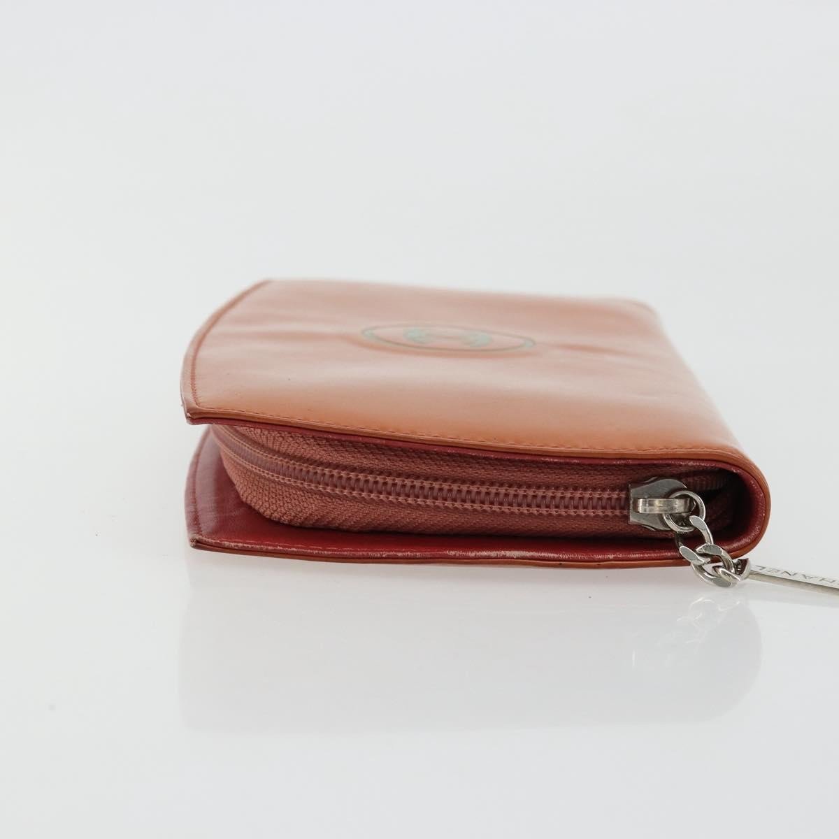 Chanel CC Logo Zip Around Patent Long Oranje