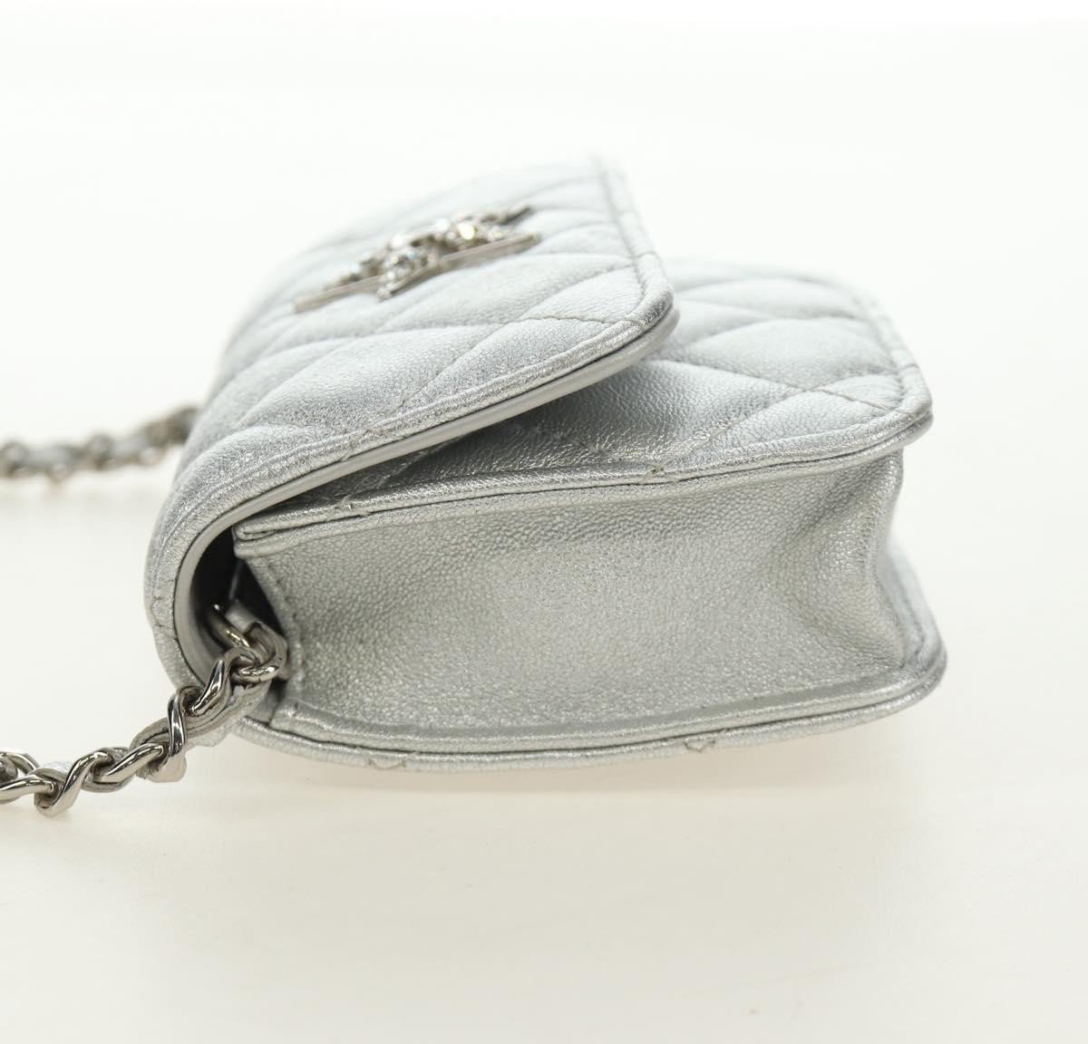 Chanel CC Star Flap Chain Belt Quilted Lambskin Zilver