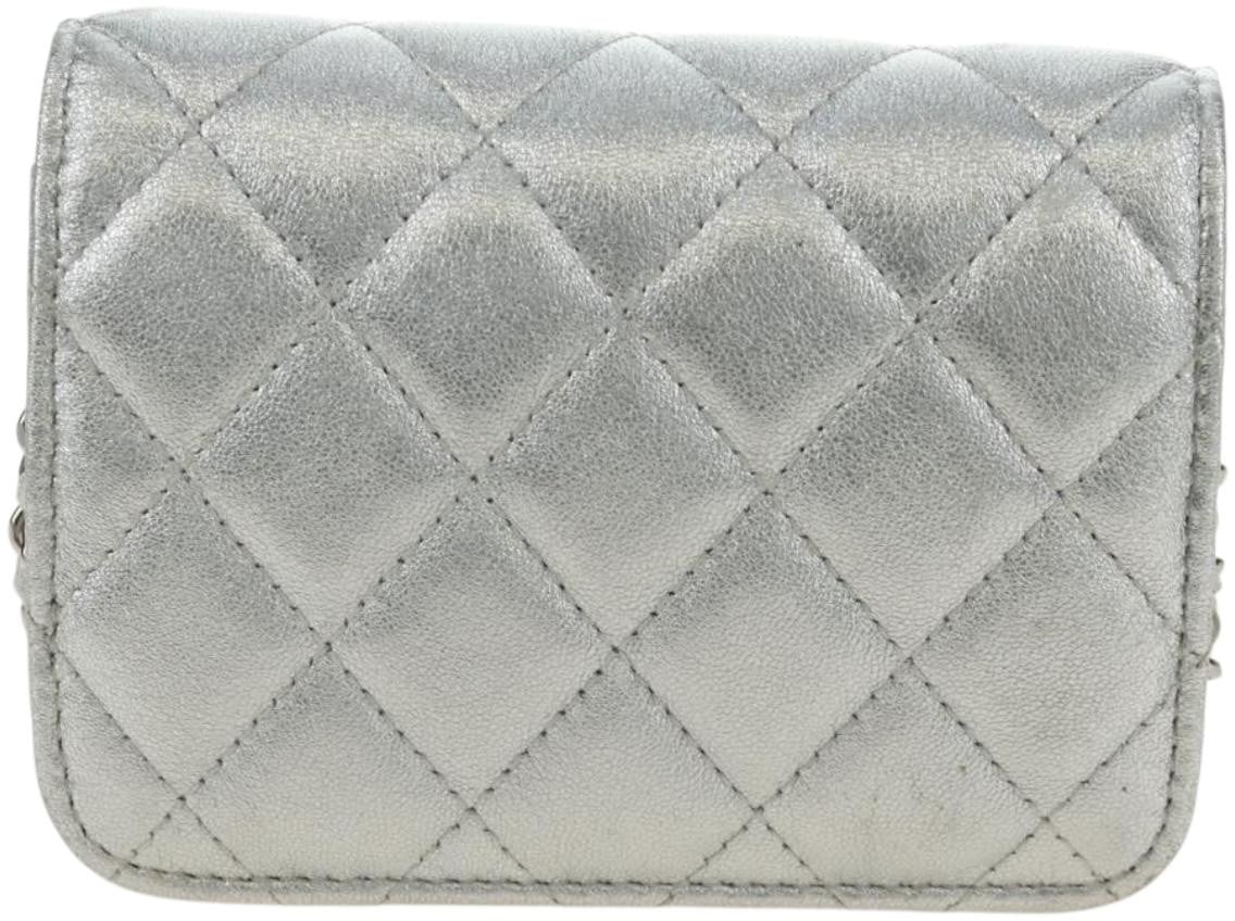 Chanel CC Star Flap Chain Belt Quilted Lambskin Zilver