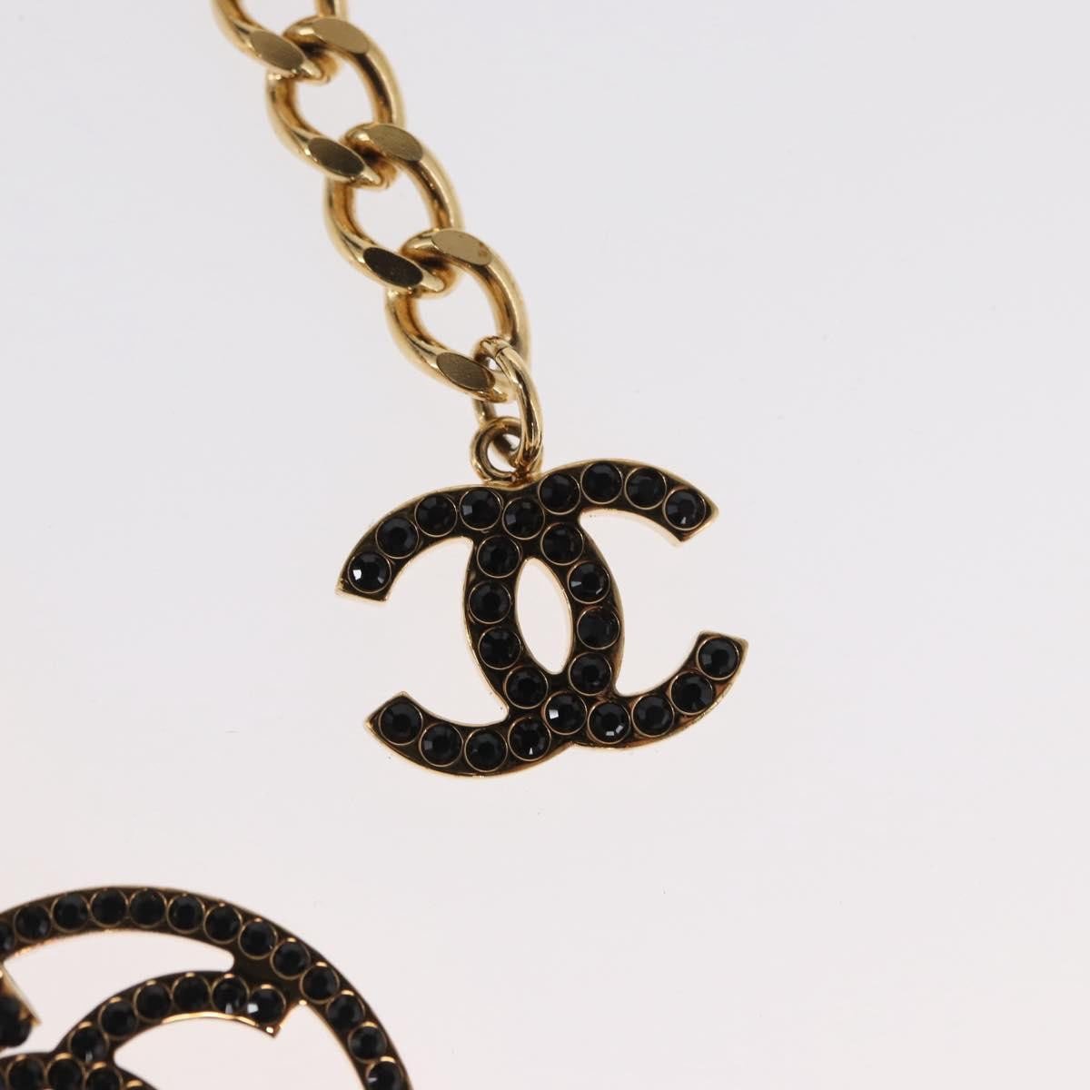 Chanel Chanel CC Key Pendant Necklace Metal with Leather and Crystals Goud