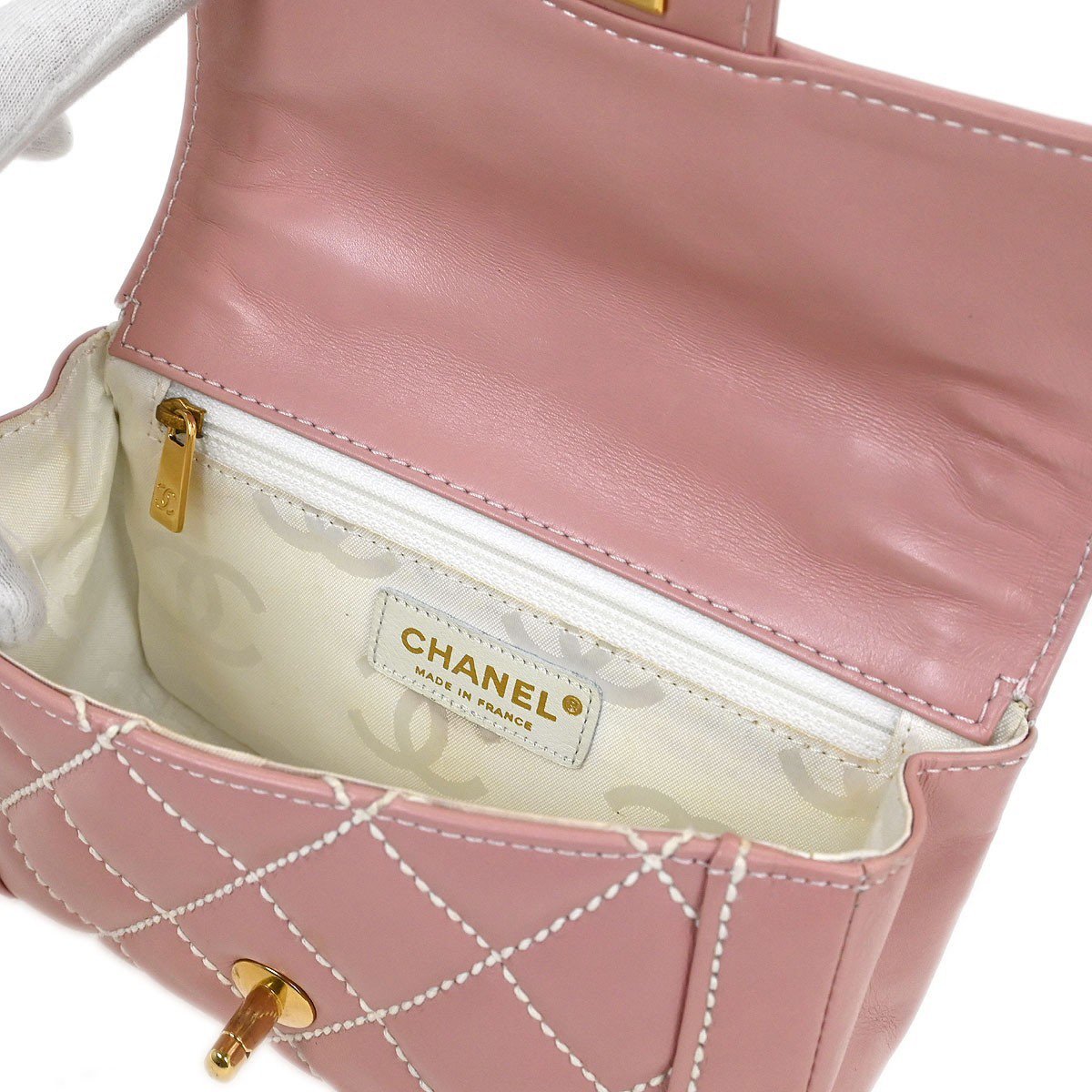 Chanel Chanel Wild Stitch Handbag Leather Roze