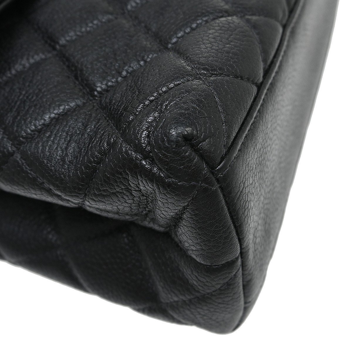 Chanel Chanel Vintage Classic Top Handle Flap Bag Quilted Caviar Medium Zwart