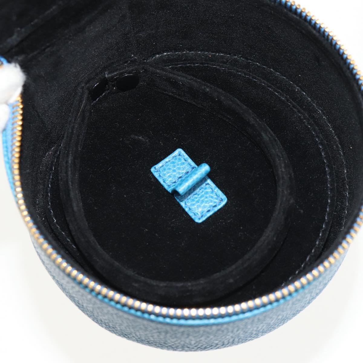 Chanel Chanel Vintage Timeless Round Jewelry Case Caviar Mini Blauw