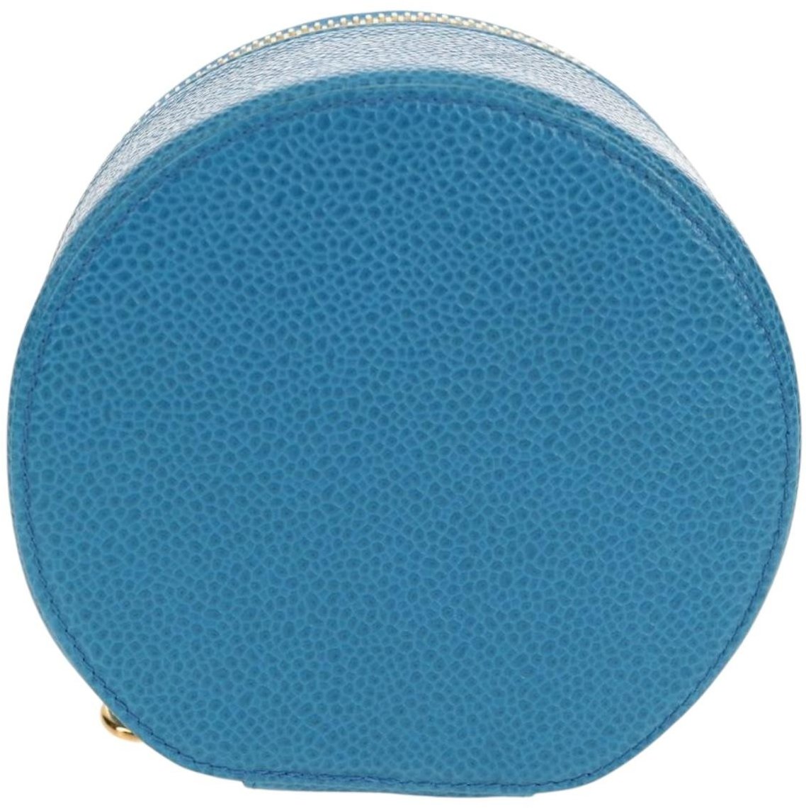 Chanel Chanel Vintage Timeless Round Jewelry Case Caviar Mini Blauw
