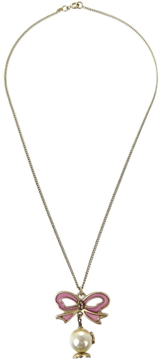 Chanel Chanel CC Bow Necklace Gold-plated with Artificial pearl Goud