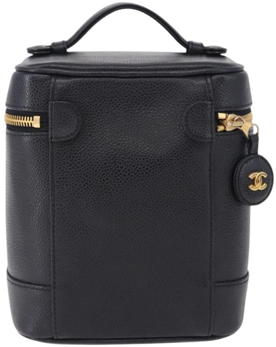 Chanel Vintage Timeless Vanity Case Caviar Tall Zwart