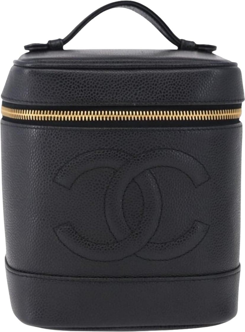Chanel Vintage Timeless Vanity Case Caviar Tall Zwart