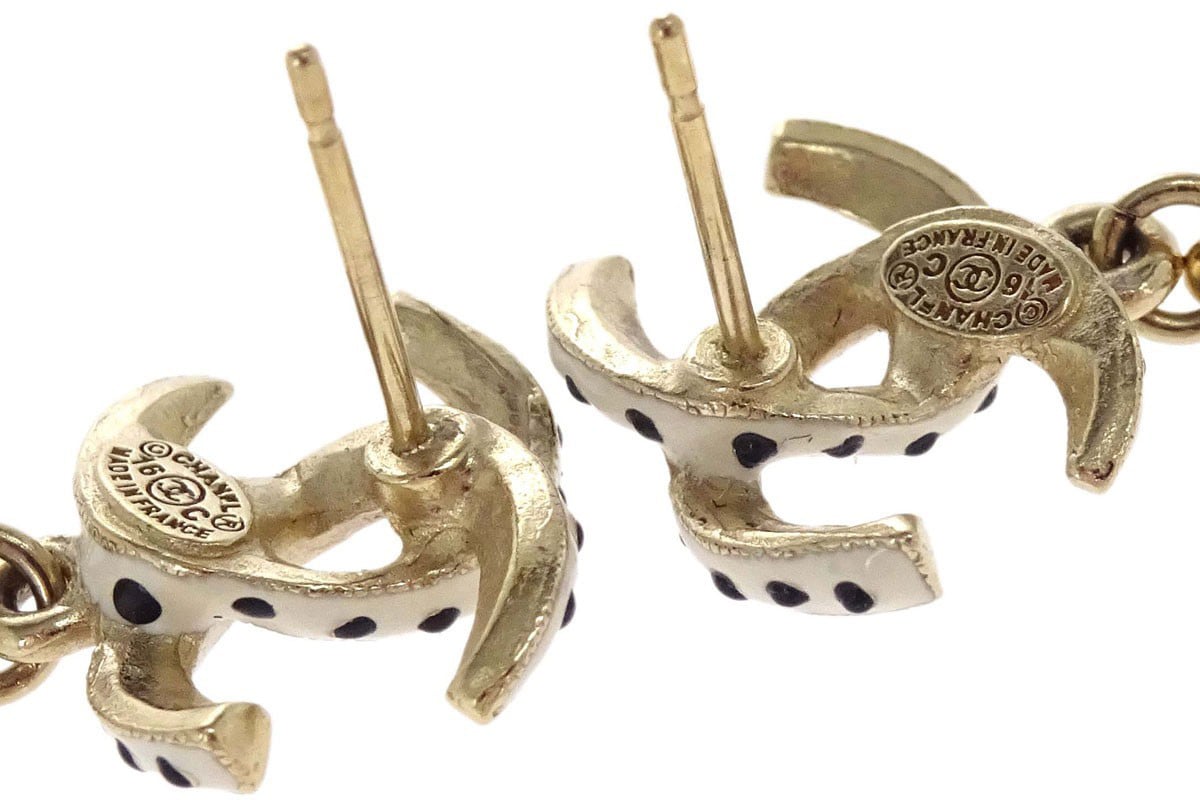 Chanel CC Dangle Metal with Faux Pearl Goud