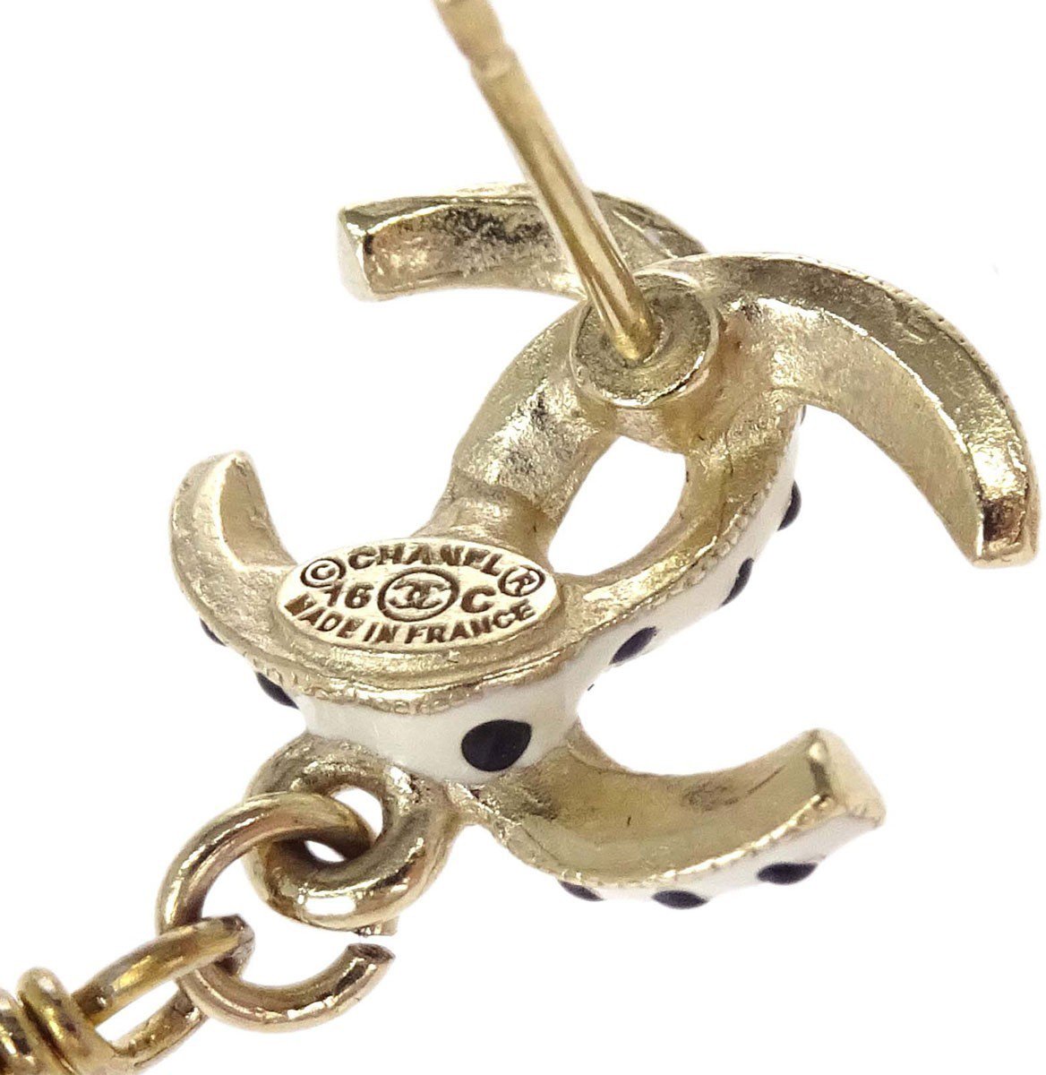 Chanel CC Dangle Metal with Faux Pearl Goud