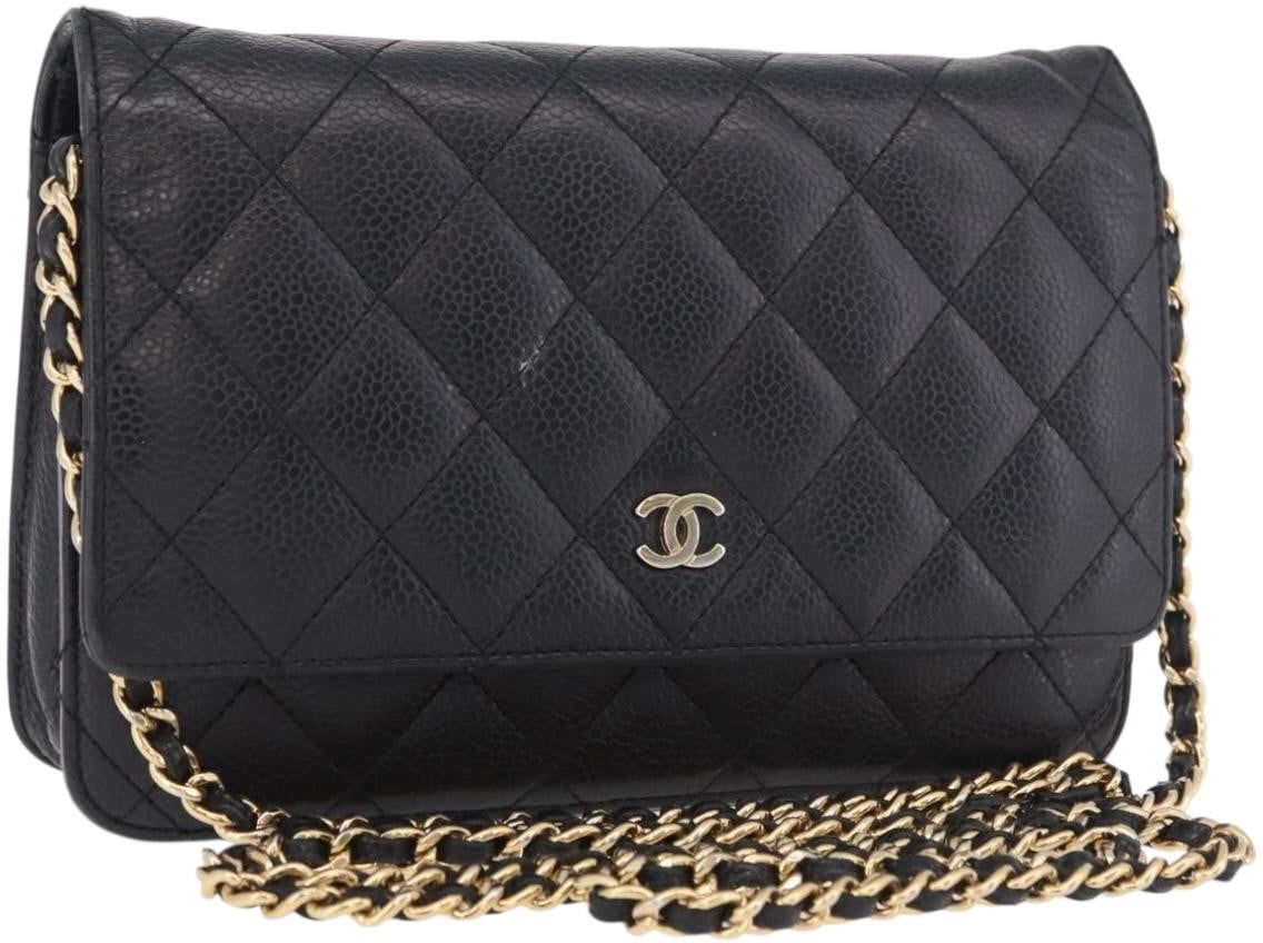 Chanel Chanel Matelassé Cuir Noir Black leather mini Zwart