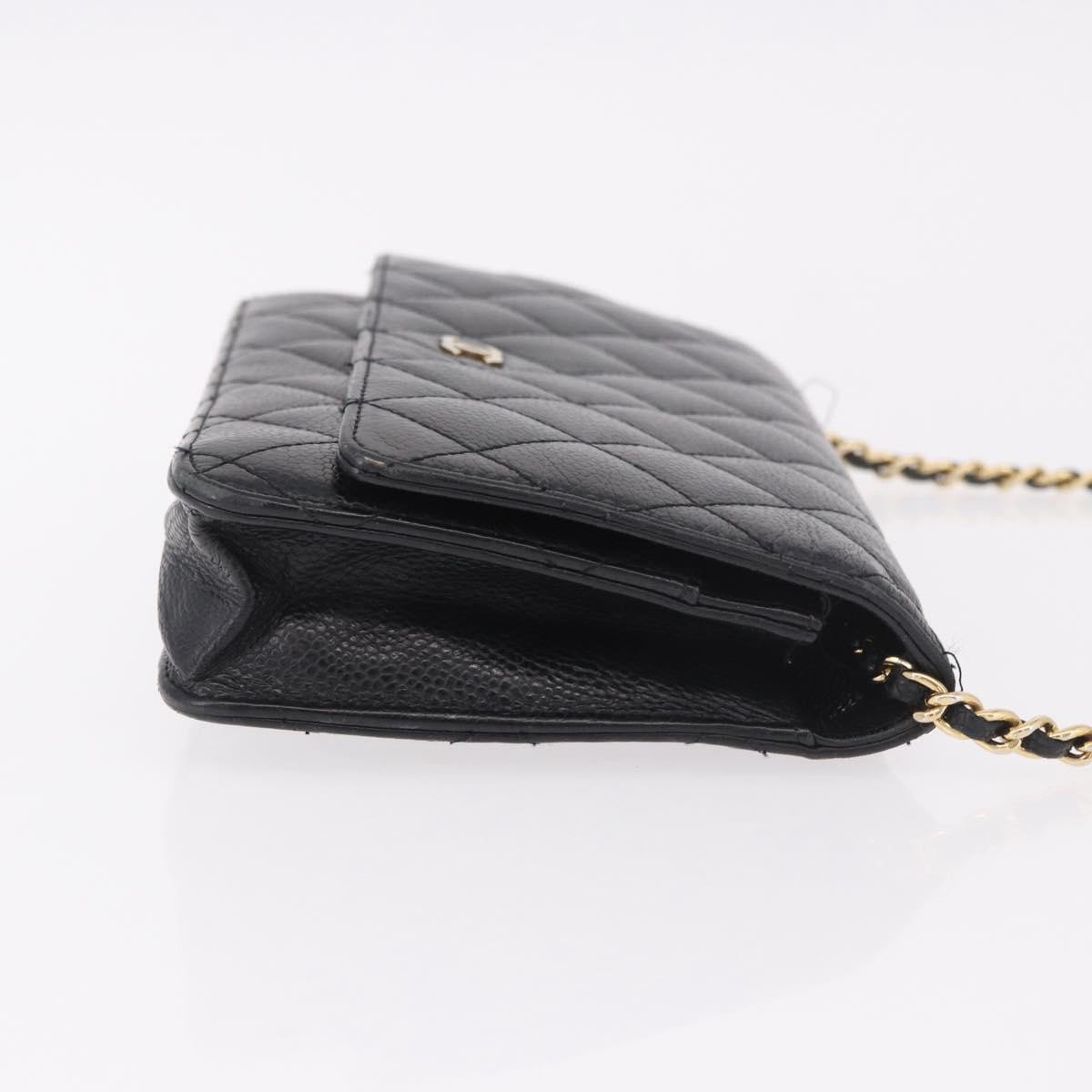 Chanel Chanel Matelassé Cuir Noir Black leather mini Zwart