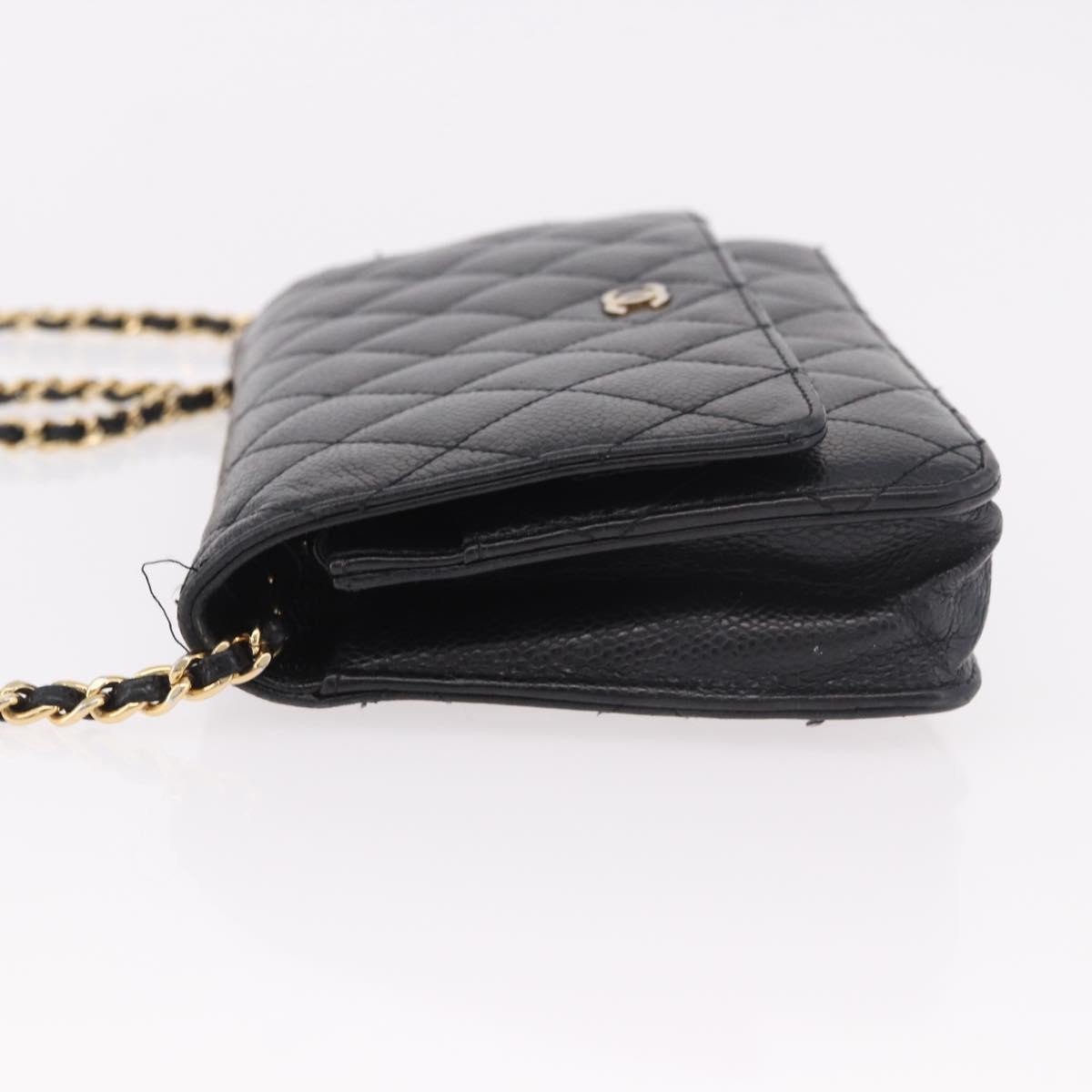 Chanel Chanel Matelassé Cuir Noir Black leather mini Zwart
