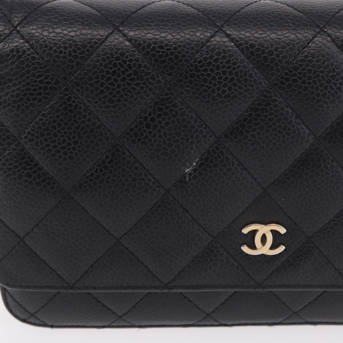 Chanel Chanel Matelassé Cuir Noir Black leather mini Zwart