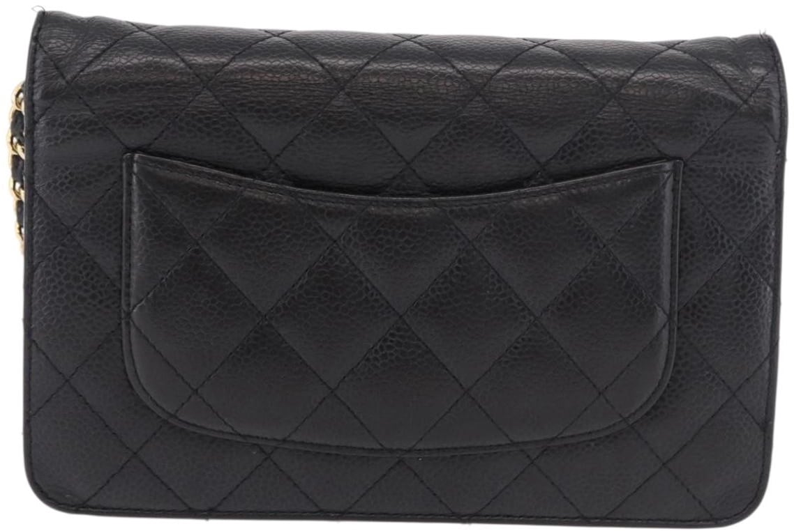 Chanel Chanel Matelassé Cuir Noir Black leather mini Zwart